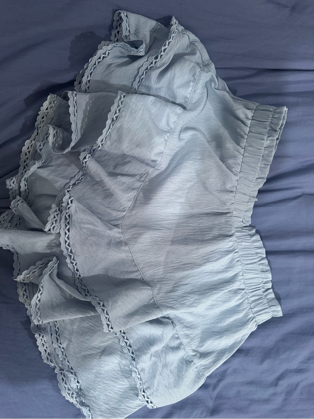 Light Blue Ruffle Tiered Skorts